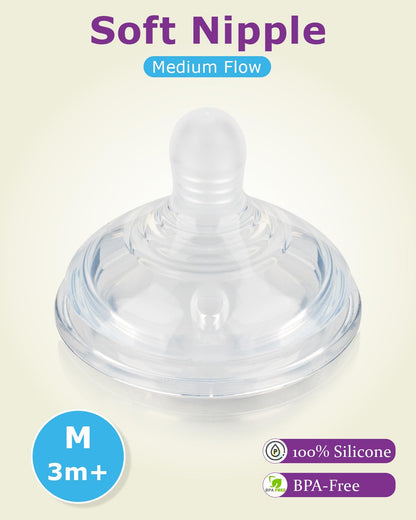 6Pack Silicone Nipples (L) for Tommee Tippee Natural Start Anti-Colic Bottles &Advanced Anti-Colic Bottles,Closer to Nature Bottle,Fast Flow,Size 3 Nipple,6m+