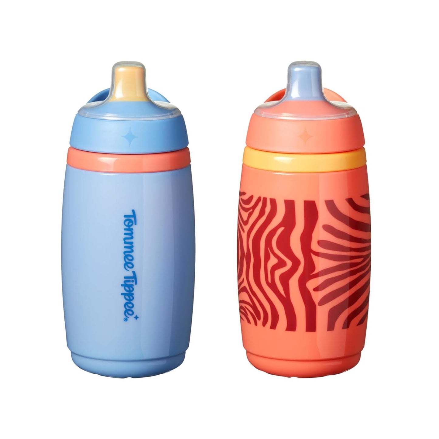 Tommee Tippee Insulated 9oz Sporty Spout Toddler Water Bottle, No Spill, Sippy Cups for Toddlers 1-3, Two-Piece Valve Helps Stop Spills, Green & Teal, BPA Free, Pack of 2