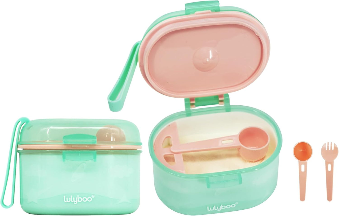 Lulyboo Baby Formula Milk Powder Container - Travel-Friendly, Airtight Storage with Scoop & Spork, Compact BPA-Free, Easy-to-Clean Portable Baby Feeding Accessories (Clay)
