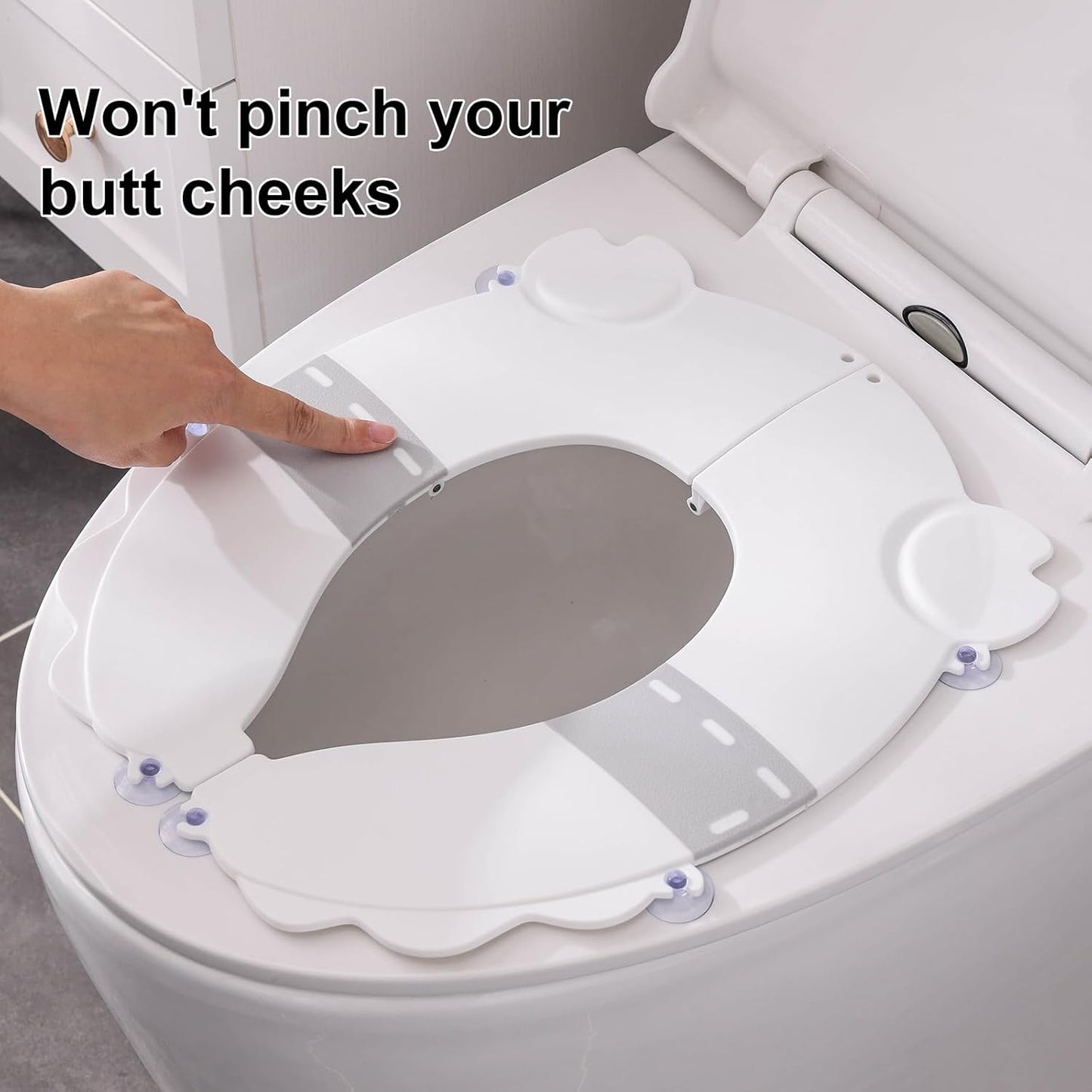 Portable Potty Training Seatï Upgraded Non-Slip-Anti pinch buttocks, No need to disassemble and install every time, saving a lot of time for Toddlers & Kids, Suitable for multi shaped toilets (Pink)