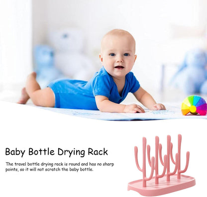 Pink Baby Bottle Drying Rack, Portable Bottle Holder for Baby Accessories