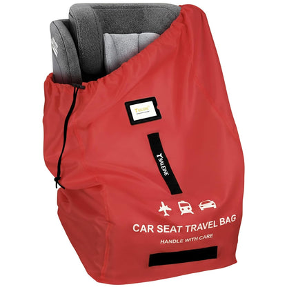 BALEINE Car Seat Travel Bag for Airplane, Water-Resistant Car Seat Bags for Air Travel, Foldable Cover with 3 Handles, Fits Toddler Carseat, Convertible and Booster Seats (Red)