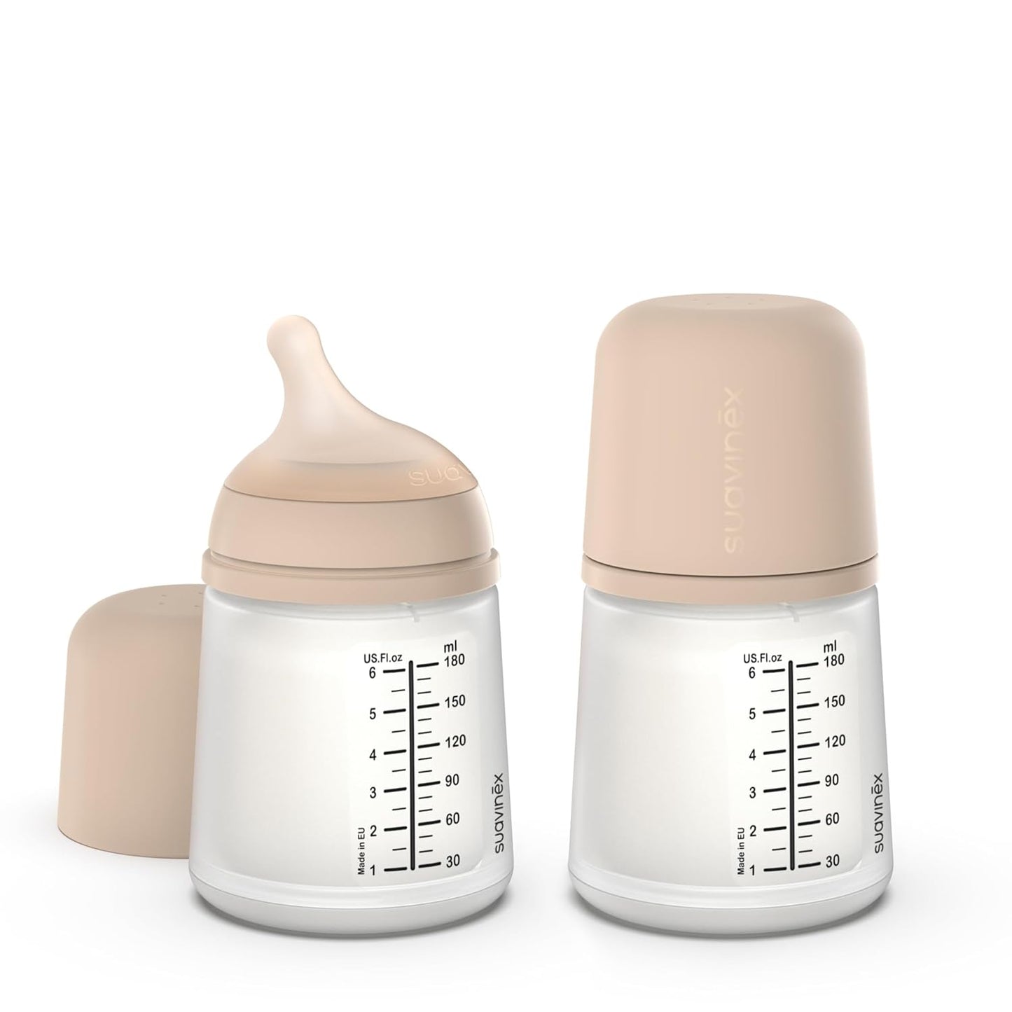 Suavinex Zero Zero Anti Colic Baby Bottle, No 1 Spanish Baby Bottle Brand, Minimizes Bottle Rejection & Nipple Confusion, Perfect for Breastfeeding Babies, 6oz/180mL, Deep Tone, Adaptable Flow Nipple