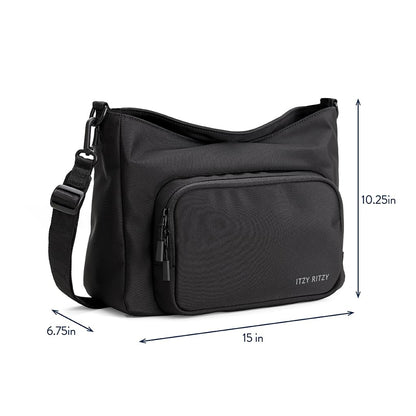 Itzy Ritzy Belong Cargo Caddy for Strollers & Wagons – Convertible Stroller Organizer and Crossbody Bag With Adjustable & Removable Strap, Bottle Holders, Smart Storage Pockets & Secure Straps (Mocha)