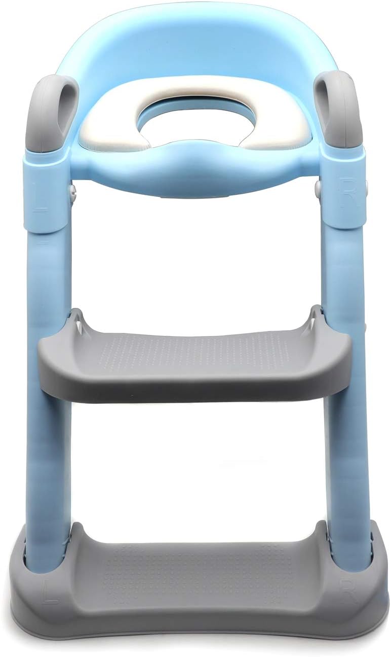 HTTMT- Giraffe Potty Training Toilet Ladder Seat With Upgraded Cushion Step Stool Ladder Toilet Chair/Toilet Trainer for Baby Toddler Kids Children In Pink [P/N: ET-BABY001-PINK STEP]
