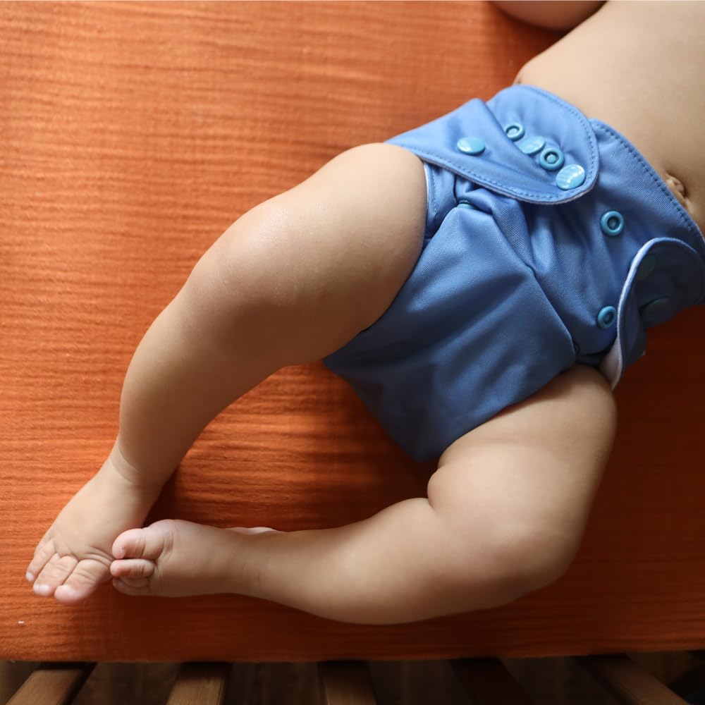 Nora's Nursery Cloth Pocket Diapers 4 Pack with 4 Inserts - Waterproof Cover, Washable, Reusable & One Size Adjustable Pocket Diapers for Newborns and Toddlers - Mama Bear