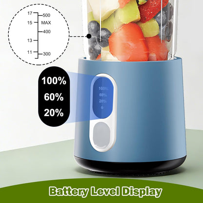 Portable Blender for Smoothies Electric Juicer - Freshly Juices Milk shakes and Baby food Small Portable Blender with 300W Motor Mini Mixer with Extra Lid Suitable for Outdoor Sports Travel