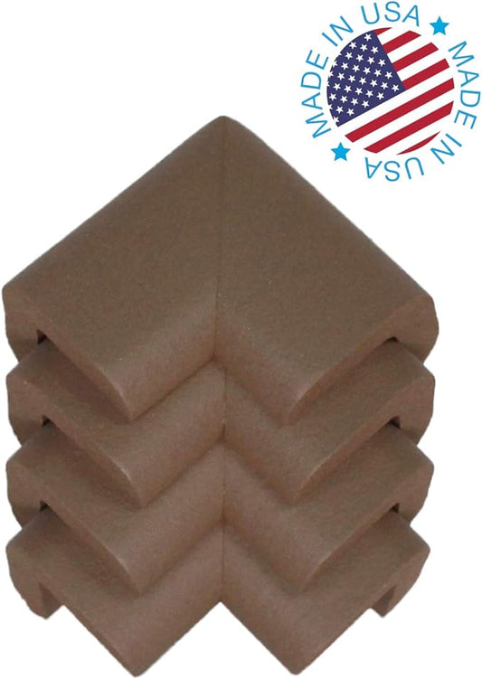 KidKusion Corner Cushion | Made in USA | Brown | 16 Pack | Furniture and Corner Protection