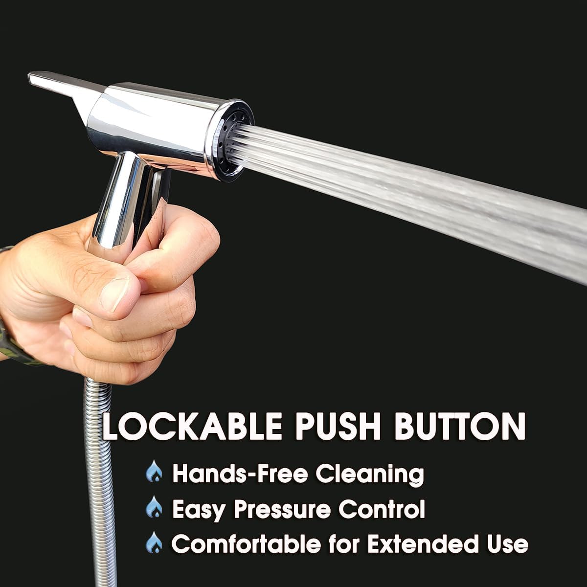Handheld Bidet Sprayer for Toilet, Lockable Push Button, ABS Bidet Sprayer Set with Hose & T-Valve, Easy Install - Niken Color