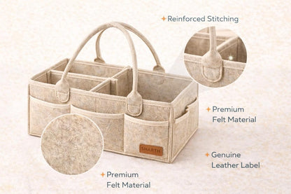 Sharth Baby Diaper Caddy Organizer with Handle, Baby Shower Gifts Basket Bag, Registry Search Must Haves Items, Nursery Storage Organizer for Newborn Girl Boy, Car Diaper Caddy (Gray)