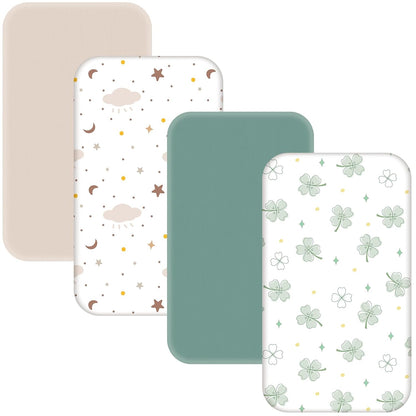 4 Pack Baby Bassinet Sheets - 35"x20" Bedside Bassinet Sheets for Newton, Ezebaby, AMKE & Other Large Bedside Sleeper | Ultra Soft & Skin Friendly Bassinet Fitted Sheets for Boys Girls
