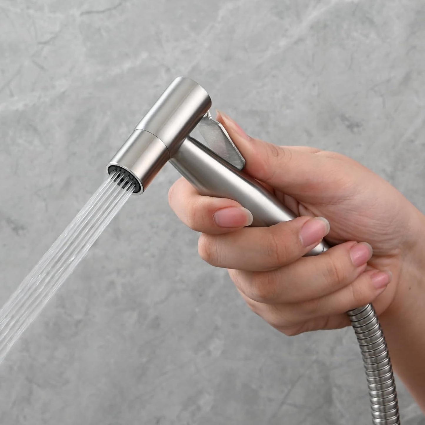 Tecmolog Hand Held Bidet Sprayer Stainless Steel Shattaf for Toilet, Brushed Nickel Bidet Sprayer Head Only, WS024