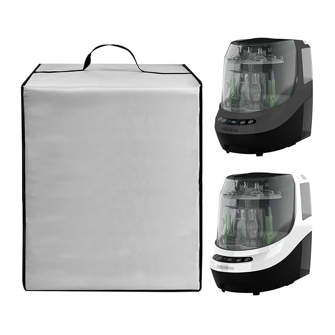 Baby Bottle Washer Cover Sterilizer Cover Dust-Proof Nylon Protective Case for Baby Brezza Bottle Dryers Pro - Sterilizer Dryer - All in One Machine (Silver)