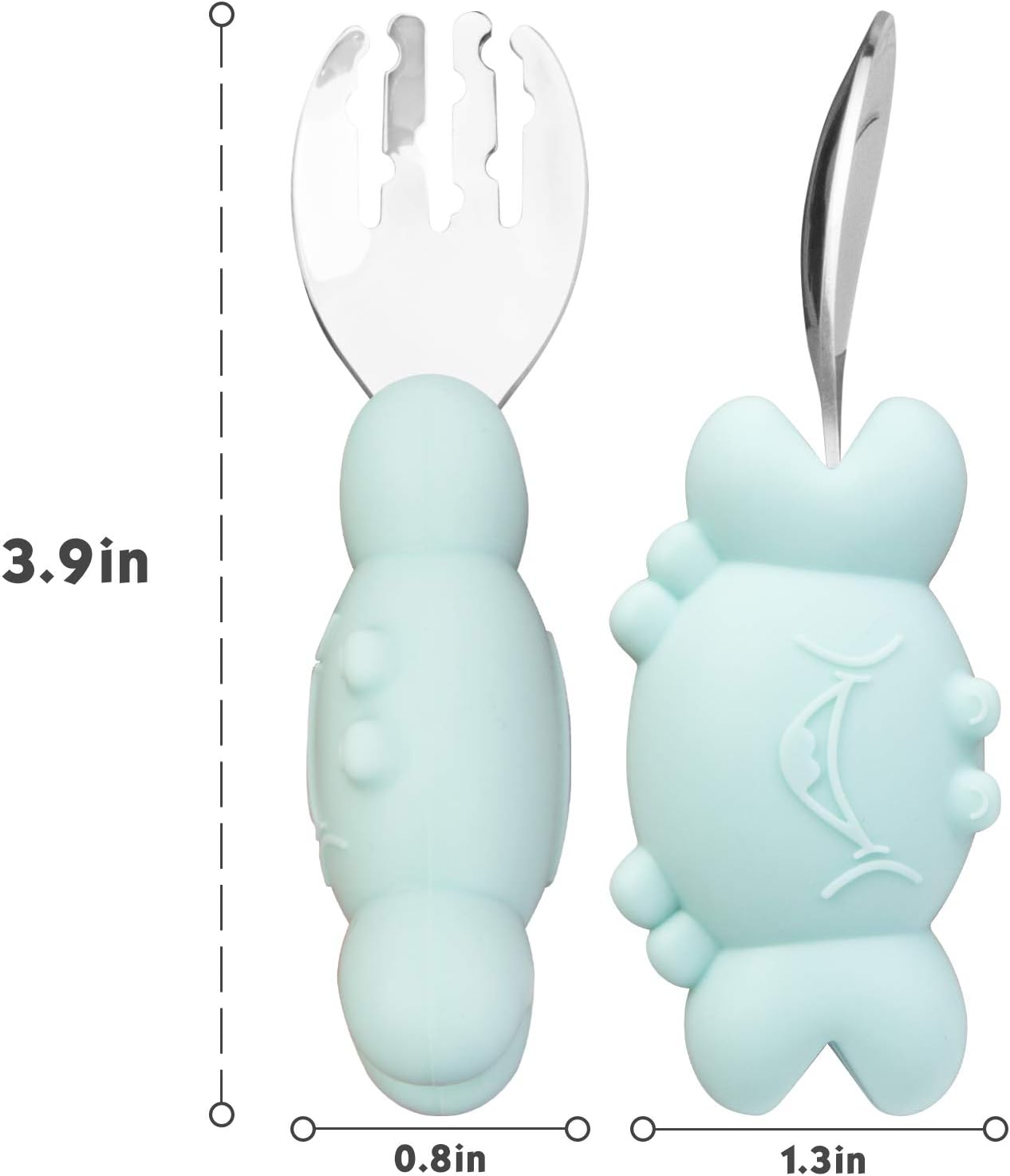 Silicone Suction Plate for Toddlers with Fork Spoon Set - Self Feeding Training Divided Plate Dish and Bowl for Baby and Toddler, Fits for Most Highchairs Trays (Green)