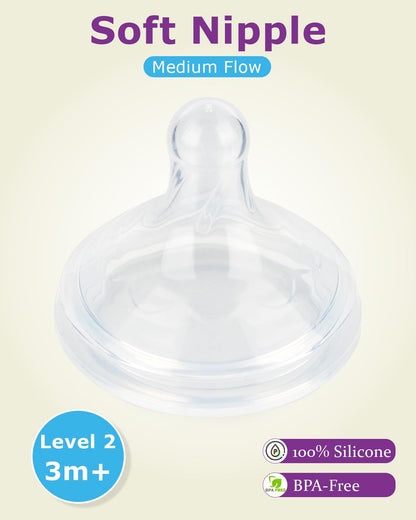 Silicone Nipple for Dr.Brown's Wide-Nick Baby Bottle Bottles,Level 3 Bottle Nipples, Fast Flow, 6m+, 6 Count