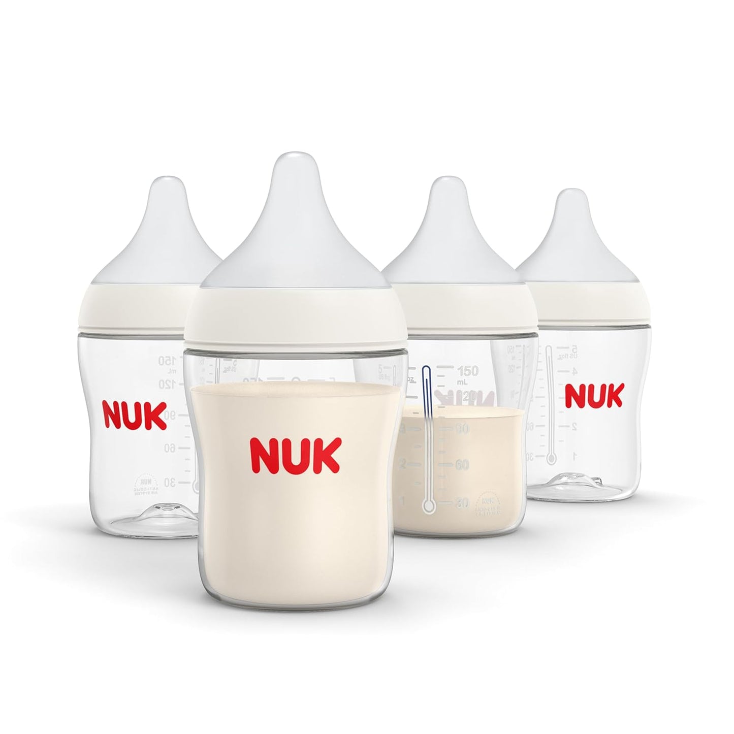 NUK Perfect Match 2-in-1 Natural and Anti-Colic Bottle with Slow Flow, Wide, Adaptable Nipple, 5oz., 2 Pack