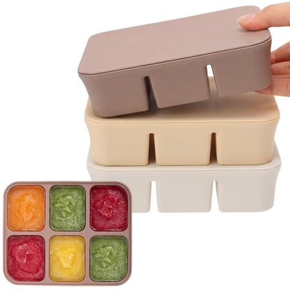 Mimorou 3 Pack Baby Food Freezer Tray with Lids 2.8 oz x 12 Cups Silicone Baby Food Storage Container Ice Cube Freezer Molds for Homemade Vegetable Fruit Purees Snack(12 Cups,White, Yellow, Brown)