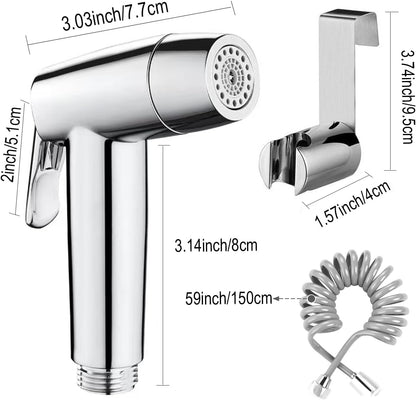 Handheld Bidet Sprayer Toilet Bathroom with Spring Hose Wall BracketSet, Closestool, Squatting Pan, Water Flower, Floor Cleaning Cloth Diaper for Bathroom Hygiene