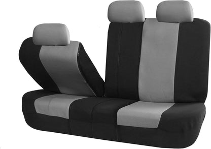 FH Group All-Purpose Built-in Seatbelt Seat Covers Full Set with Gift – Universal Fit for Cars Trucks & SUVs (Gray/Black) FB351115