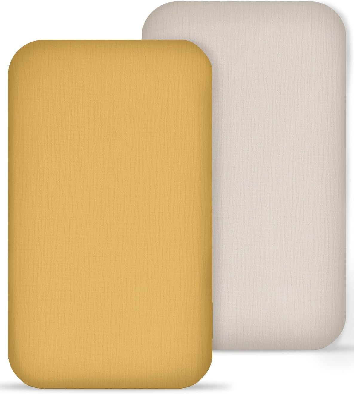 Muslin Bedside Bassinet Sheets 2 Pack, 33x20 Fitted Ultra Soft & Breathable Bedside Sleeper Sheets, Ideal for Baby Girl and Boy, Perfect for Newborns (Hopping Bunnies & Beige)