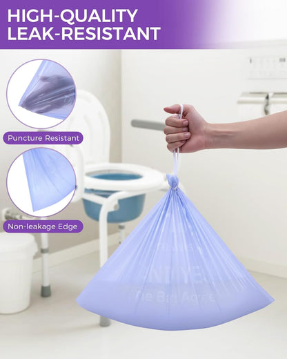 30 Pcs Bedside Commode Liners with Absorbent Pads, Tear-Free Leak-Proof Lavender Scented Commode Liners and Pads, Odor-Free Portable Toilet Liners & Potty Chair Bags for Disposable Adult, Bedpan