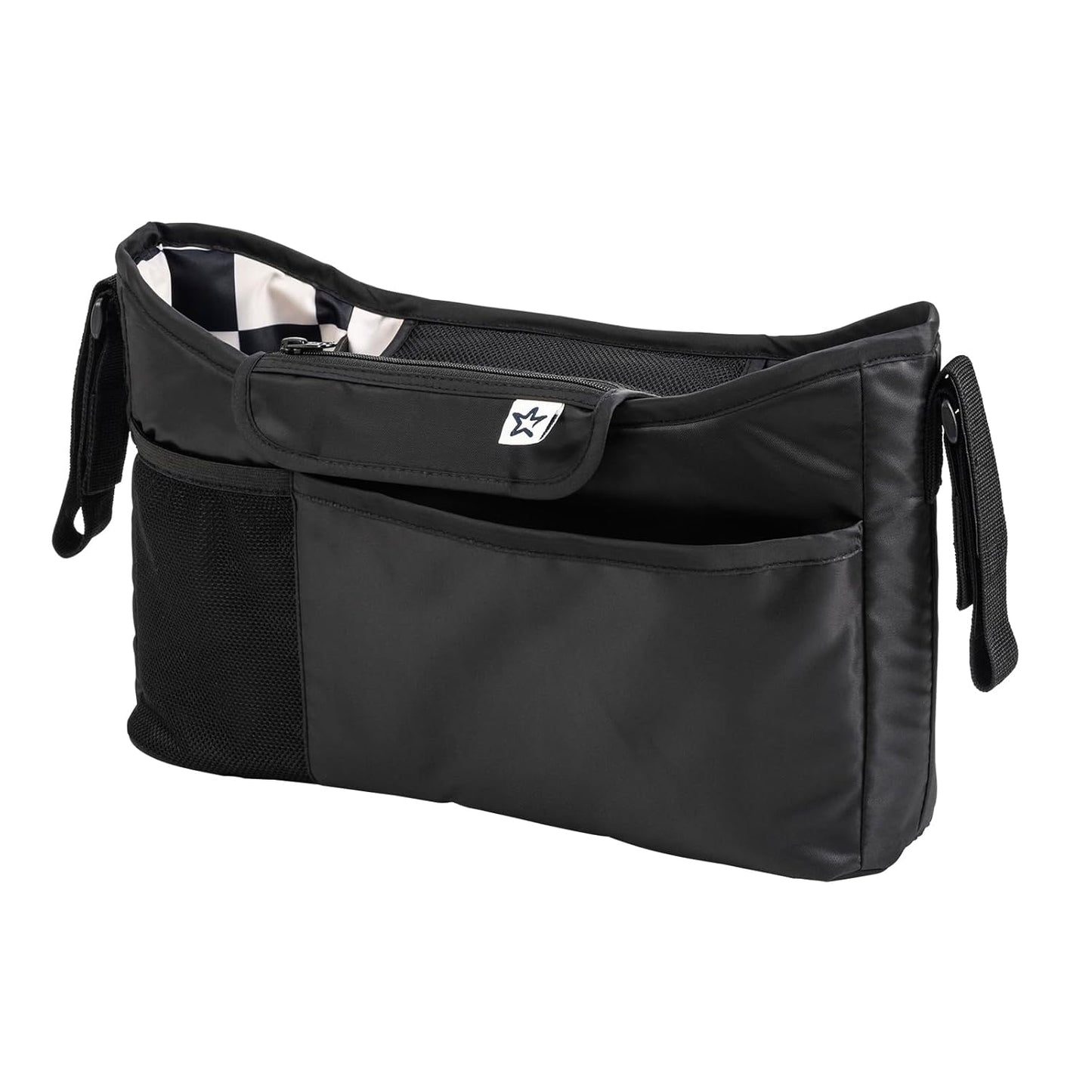 Tiny Twinkle Universal Stroller Organizer with Adjustable Strap - Waterproof Stroller Caddy Fits Baby Jogger, Nuna, Graco, Donna and Bugaboo Strollers（Black）