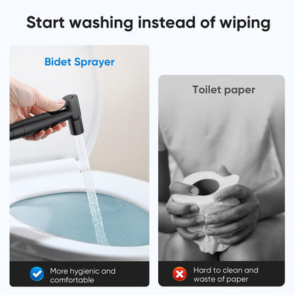 Handheld Toilet Bidet Sprayer for Toilet-Adjustable Water Pressure Control with Bidet Hose for Feminine Wash, Stainless Steel Brushed Nickel Bidet Faucet Cloth Diaper for Baby Wash, Gold
