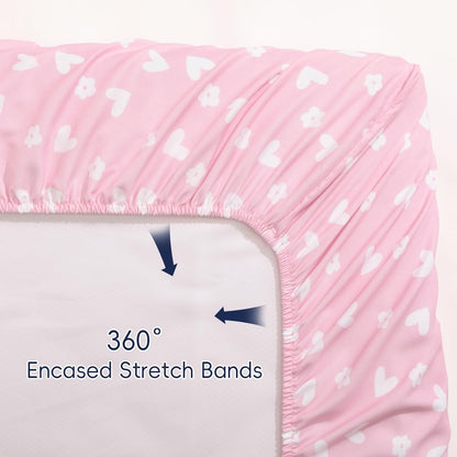 PHF 3 Pack Soft Mini Crib Sheets, Floral & Animal Pack N Play Sheets for Baby Boys Girls, No Slip Universal Fit for Pack N Play, Playard, Portable and Mini Crib Mattresses,Floral & Animal