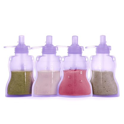 haakaa Yummy Pouch Reusable Baby Food Pouch, Reusable Pouches for Toddlers Kids Squeezable Pouch, Washable Freezer - Make Homemade Organic Food for Babies/Toddlers, 4oz, 2 Pack,6m+(Pea Green)