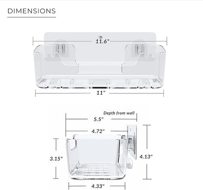 Bathtub Toy Storage – Clear Bath Toy Holder with Drainage Holes, Wall-Mounted No-Drill Organizer for Kids’ Tub Toys