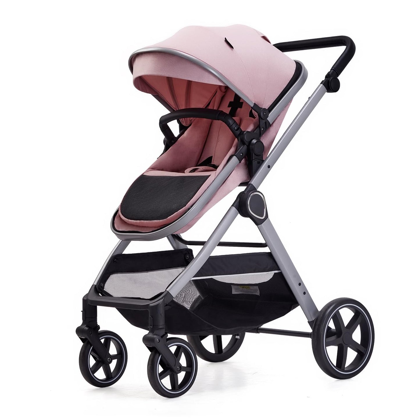 Lortsybab 2 in 1 Baby Stroller, Newborn Infant Toddler Convertible Pram Stroller for 0-36 Months Old Babies (Grey)