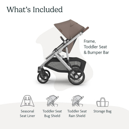 UPPAbaby Vista V3 Convertible Single-to-Double Stroller for Baby & Toddler, 30+ Configurations, Car Seat Compatible, All-Wheel Suspension, XL Basket – Owen (Mocha Mélange/Carbon Frame)