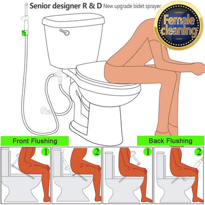 Handheld Bidet Toilet Sprayer, White Bidet Spray for Toilet, Cloth Diaper Sprayer with Backflow Preventer, Adjustable Water Jet Spray with 7.9" Long Wand