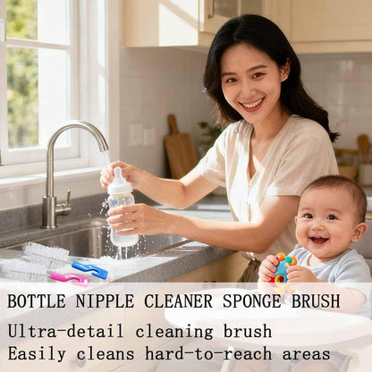 KuuGuu 20 PCS Bottle Nipple Cleaner Sponge Brush Hangable Pacifier Sponge Cleaning Small Brush Portable Baby Bottle Cleaner Brushes Comfortable Grip for Standard Nipples Scrubber, Nipples Brushes
