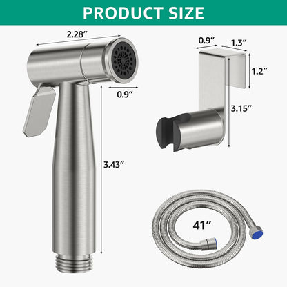 Handheld Bidet Sprayer for Toilet Brushed Nickel with Leakproof Hose,Stainless Steel Cloth Diaper Sprayer,Adjustable Water Pressure,Dual Mode Wall/Toilet Mount Jet Spray for Baby Feminine Senior Wash