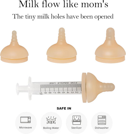 Doggiema Puppy Bottles,Silicone Feeding Nipple and Syringes for All Breed of Puppies and Other Animals Dongdong pet