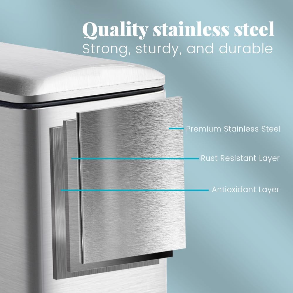 Diaper Pail, Baby Diaper Trash Can with Removal Inner Liner, Childproof Lock, Stainless Steel Garbage Pail with lid, Soft Close, Odor Control Diaper Disposal Bin, 4 Gallon Pink Diaper Can