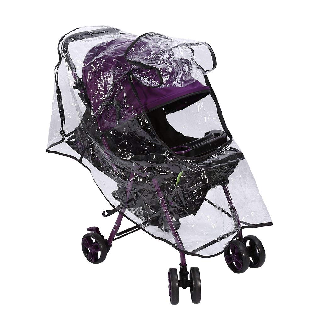 Baby Stroller Rain Cover, Universal Pram Accessory Front Opening Rain Cover PVC Transparent Wind Rain