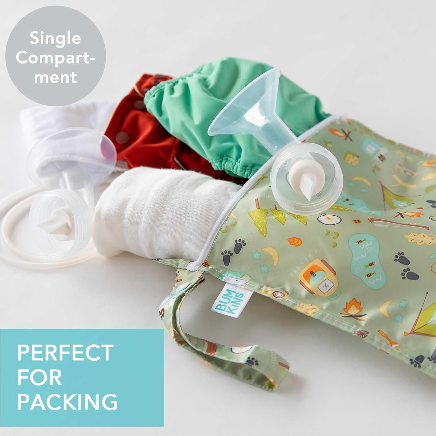 Bumkins Disney Waterproof Wet Bag for Baby, Travel, Swim Suit, Cloth Diapers, Pump Parts, Pool, Gym Clothes, Toiletry, Strap to Stroller, Daycare, Zip Reusable Bag, Packing Pouch, Winnie the Pooh