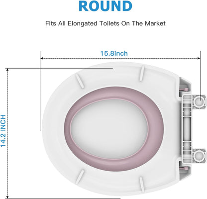Toilet Seat, Elongated Toilet Seat with Toddler Seat Built in, Potty Training Toilet Seat Elongated Fits Both Adult and Child, with Slow Close and Magnets- Elongated