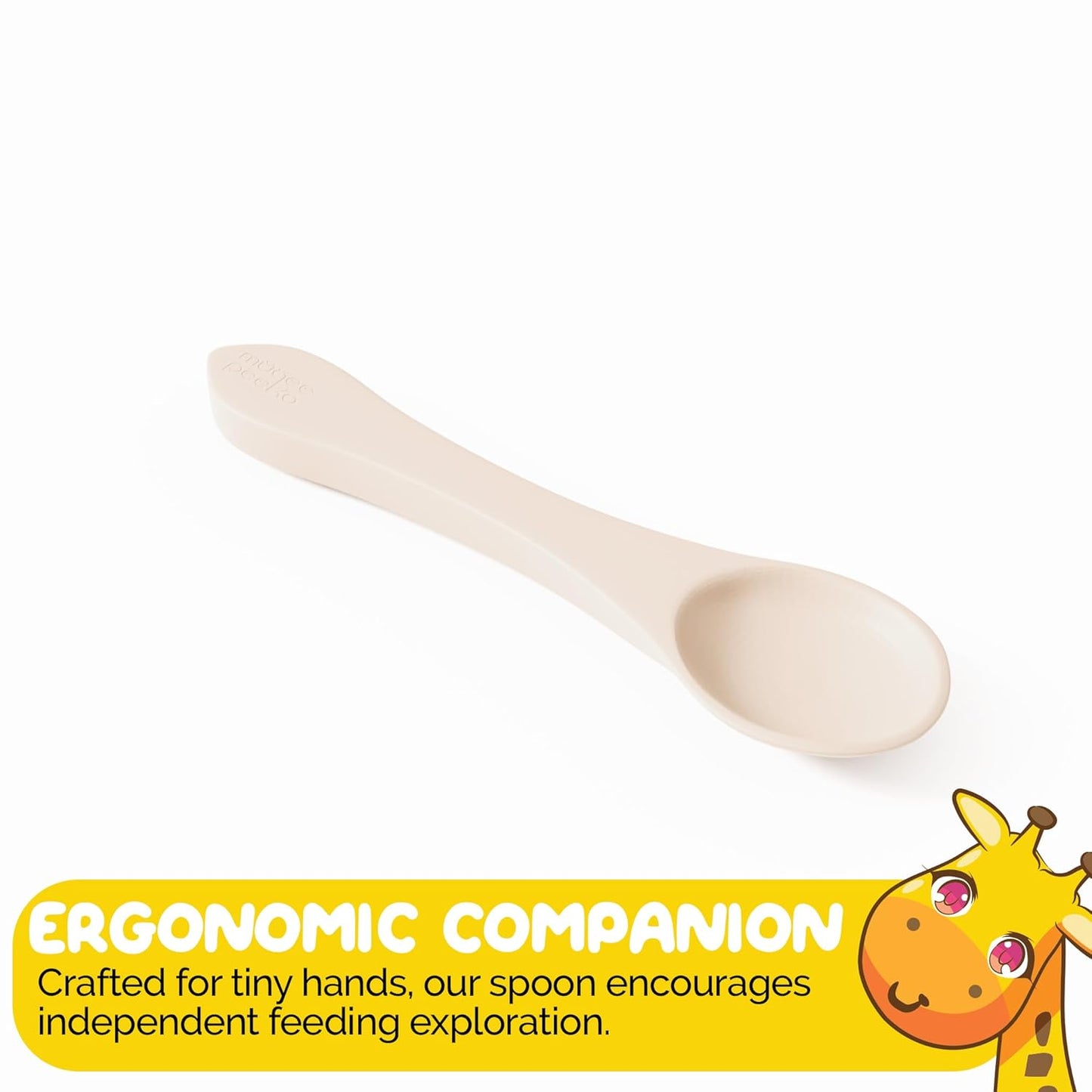 Baby Feeding Set by Muqee Peeko as a Baby Feeding Essentials in Baby Apricot Color with Baby Suction Plates for Toddlers, Baby Bowls with Suction and Baby Spoon (3 Piece Set)