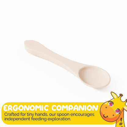 Baby Feeding Set by Muqee Peeko as a Baby Feeding Essentials in Baby Apricot Color with Baby Suction Plates for Toddlers, Baby Bowls with Suction and Baby Spoon (3 Piece Set)