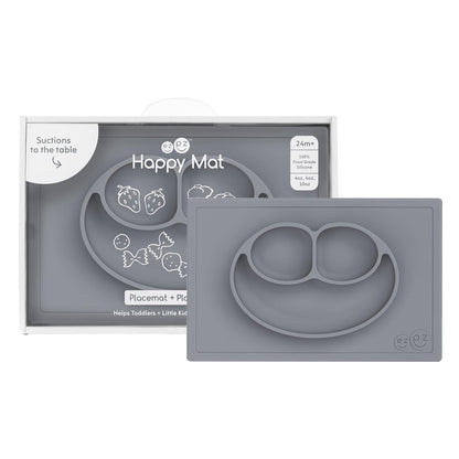 ezpz Mini Mat (Blush) - 6 -12 Months+ - 100% Silicone Suction Placemat + Divided Plate with Three Compartments - Supports Baby-Led Weaning - Designed for Highchair, Table, and Travel
