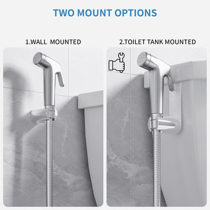 Handheld Bidet Sprayer for Toilet, Bidet Sprayer Kit with Stainless Steel Hose for Feminine Wash, Adjustable Water Pressure Handheld Sprayer for Cloth Diaper Wash (Chrome Silver)