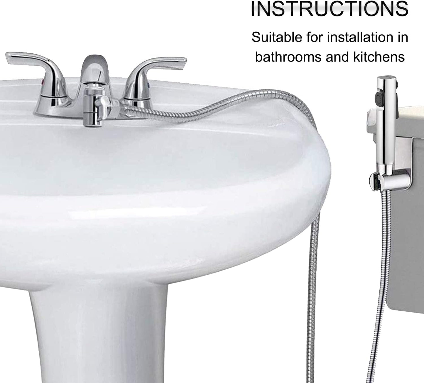 Bidet Hand Held Shower Set Dual Jet Mode Nozzle ABS Plastic Baby Cloth Diaper Spray Set with Faucet Dispenser Spring Hose Wall Mount Bracket