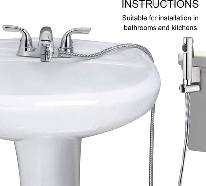 Bidet Hand Held Shower Set Dual Jet Mode Nozzle ABS Plastic Baby Cloth Diaper Spray Set with Faucet Dispenser Spring Hose Wall Mount Bracket