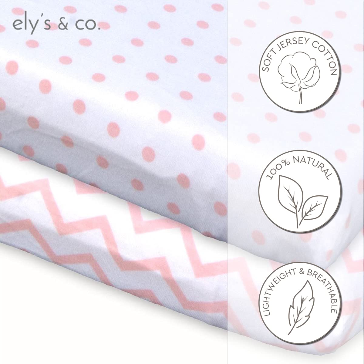 Ely's & Co. Pack N Play Fitted Playard Sheets - Breathable 100% Jersey Knit Cotton - Unisex Mini Crib Mattress Cover - Grey Sage Diamond - 2 Pack Set