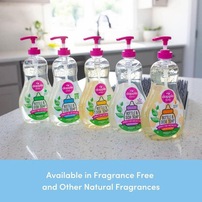 Dapple Baby Fragrance Free Bottle & Dish Soap - (3 Pack) 16.9 fl oz - Cleans Baby Bottles, Sippy Cups, Pacifiers, Breast Pumps, & More - Gently Removes Milk Film & Odors - Includes 1 Pump