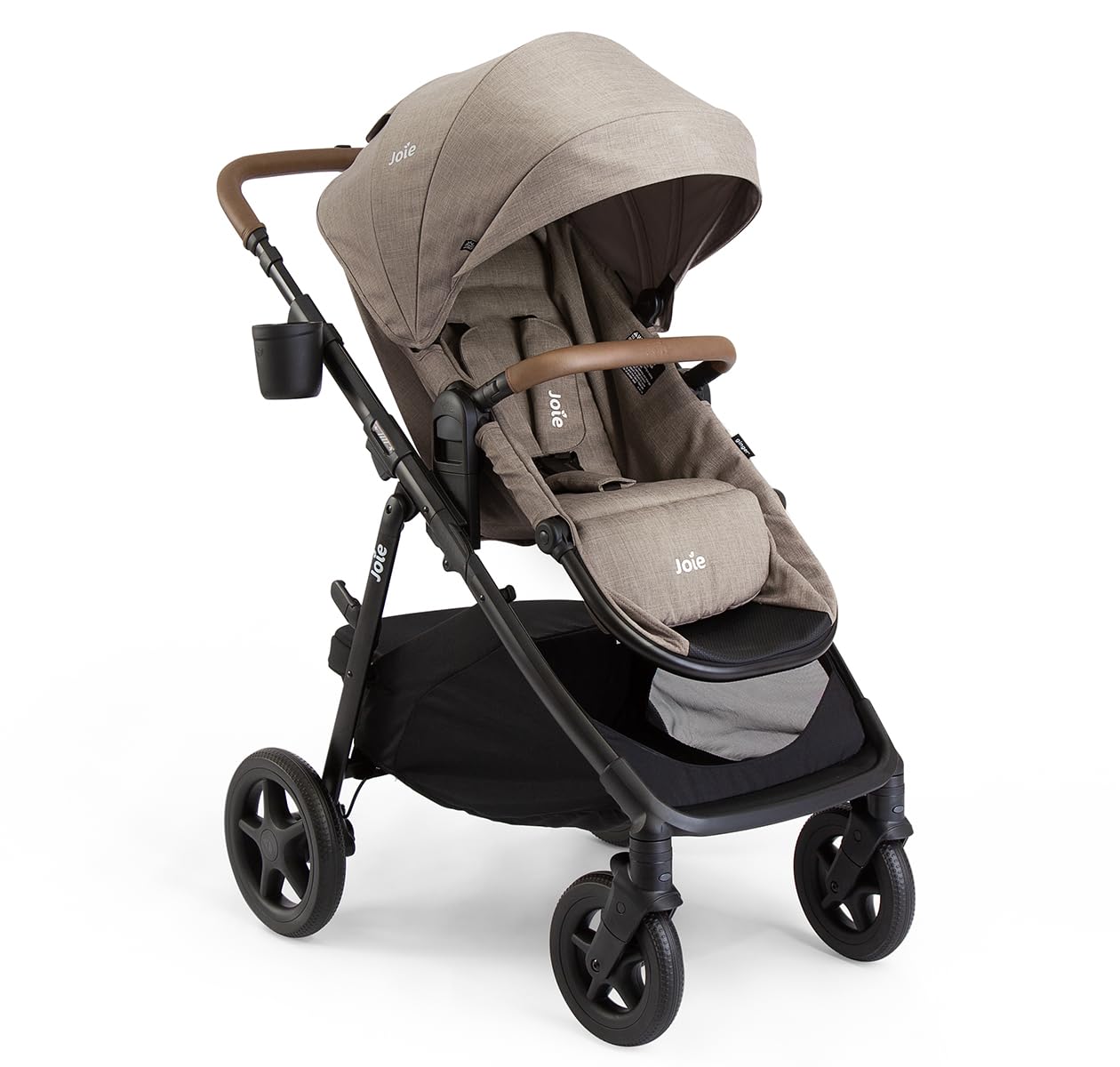 Joie Ginger 4-in-1 Convertible Pramette and Stroller with A Deep Recline, Height Adjustable seat, All-Terrain Wheels, Extra Storage – for Newborns and Toddlers (Shale Dark)