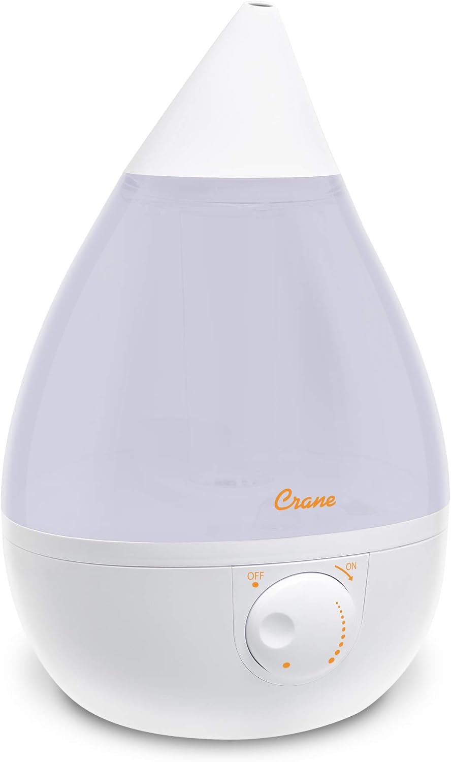 Crane Ultrasonic Cool Mist Humidifier for Bedroom, Baby Nursery, Kids Room, Plants, or Office, Large 1 Gallon Tank, Filter Optional, Clear and White